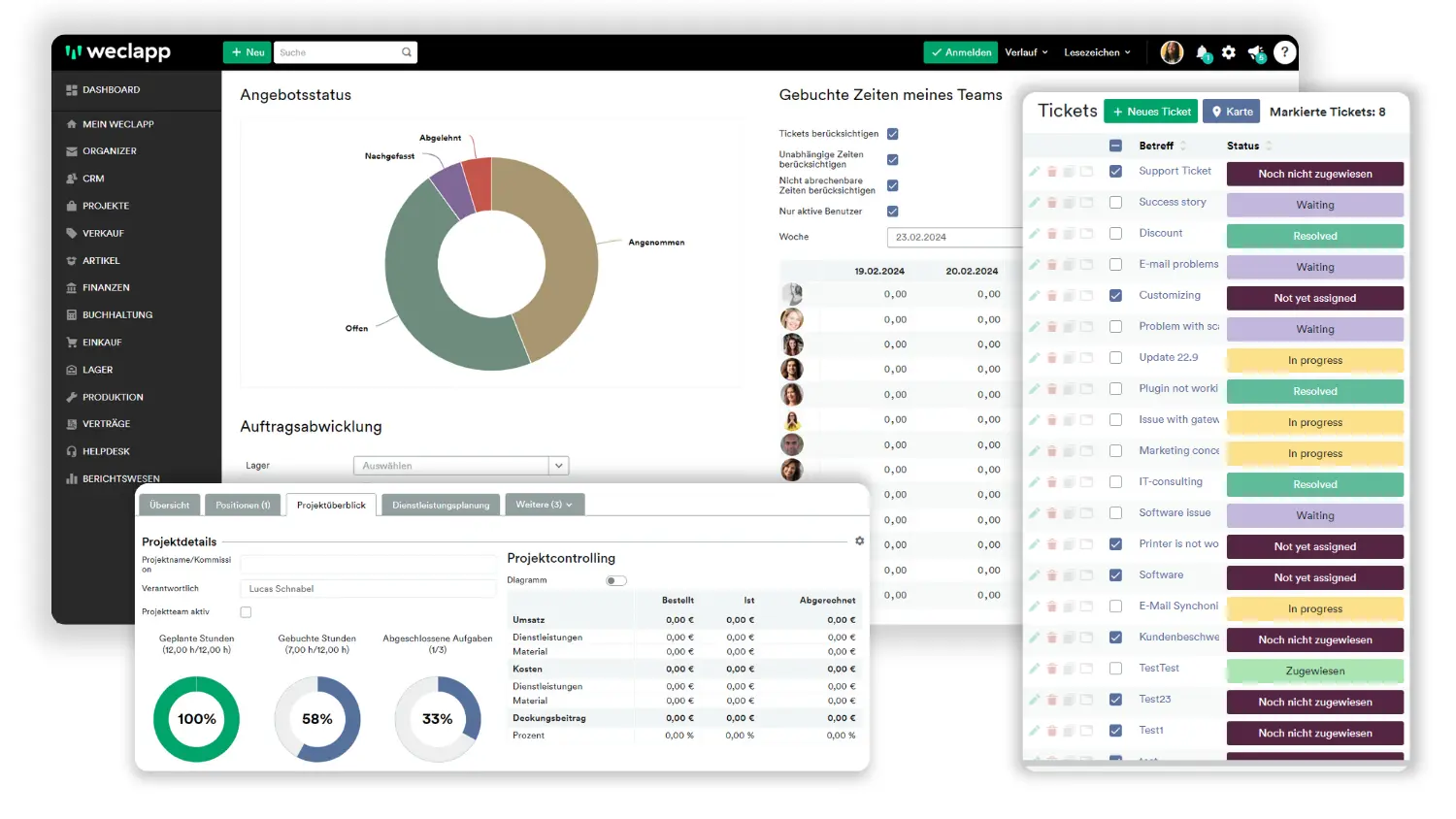 weclapp order processing: quotes, orders and operational views